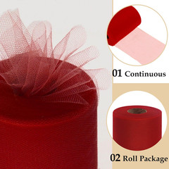 Red Tulle Fabric Roll 6 Inch by 100 Yards (300 Feet) Sheer Tulle Ribbon for Chri