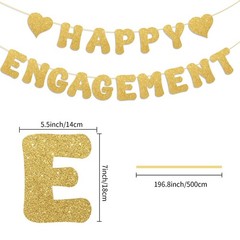 Adecortallk Glitter Happy Engagement 7.09 inches x 6.3 inches, Champagne Gold