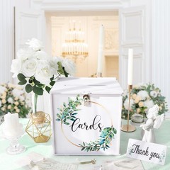 White Wedding Card with Lock & Slot, PVC Gift Card for Wedding Reception, Euc…