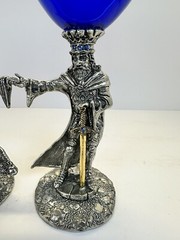 King Arthur & Guinnevere Wedding Pewter /Colbalt Blue Toasting Glasses (set) 2