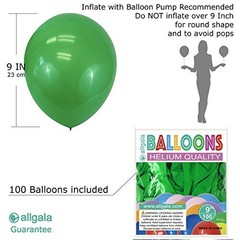 100 Count 9 Inch Helium Grade Premium Latex 9 Inch (Pack of 100) Green