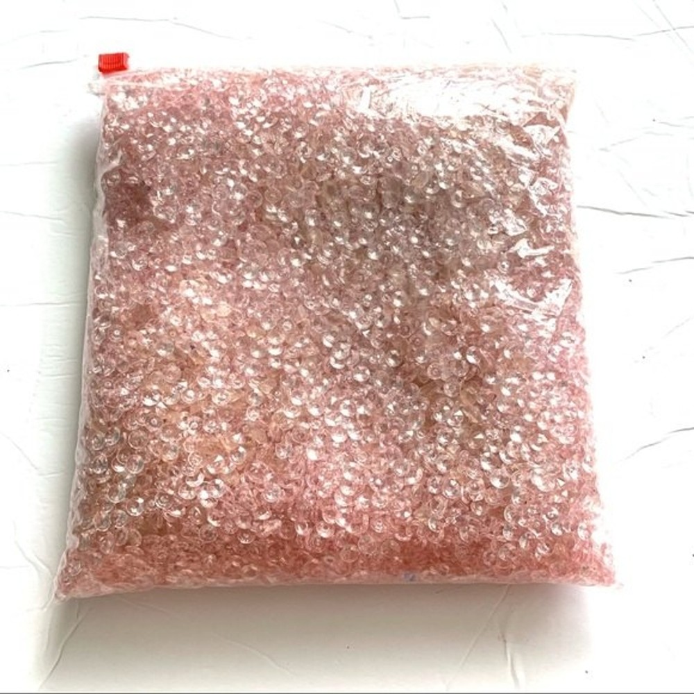 Light Pink Diamond Table Confetti Jewel Plastic Vase Filler, 1 Gallon Bag Full