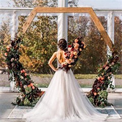 Wooden Wedding Arch Hexagon Arbor Backdrop Stand for Indoor Outdoor Garden Decor