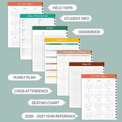 Teacher Planner 2026 Large 8.5″ x 11″ Olive Green Academic Year 2026-2027