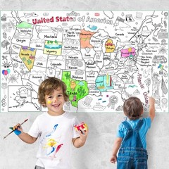 Licidecopai 54×33 Inch US Themed Giant Coloring Poster – 54″L x 33″W, Map