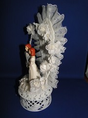 New Vintage Traditions Wedding Caketop Bride & Groom with oval elegant back #181