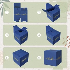 Navy Blue Graduation Card Box, Gold Foil Gift Card Box for Graduation, Party,…