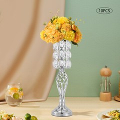 10PCS Silver Vases Wedding Centerpieces Flower Stand Table Decor Flower Vase