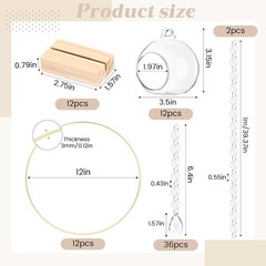12 Pack 12» Metal Floral Hoop Centerpieces Set W/ Wooden Stand Hanging Candle
