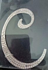 Monogram Cake Jewelry Rhinestone Silver ~C~ Cake Topper 3.5″ X 5” New Letter C
