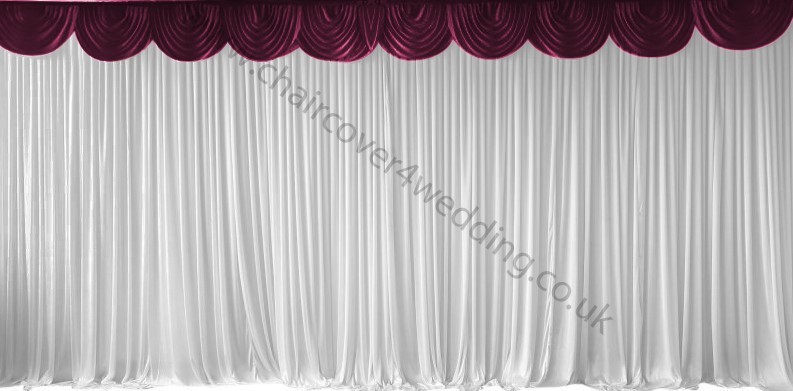 3M Burgundy Detachable Swag for Wedding Backdrops,Cake and Top Table Skirts
