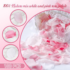 180 PCS Real Pink White Rose Flower Petals Confetti for Wedding to Throw, 1.75Oz