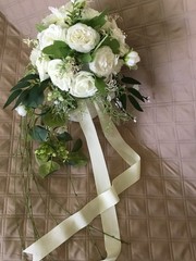 Cascade Ivory/White Bridal Bouquet Artificial Silk Foam Flowers