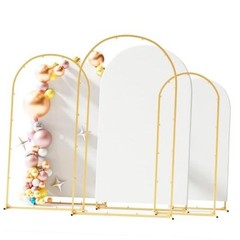 Toolterritary Set of 3 Metal Arch Backdrop Stand with 7.2ft+6.6ft+6ft White