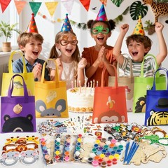 Winrayk 136Pcs Safari Party Favors Jungle Birthday Supplies for Kids, Wooden …
