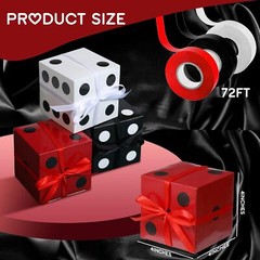 50 Pcs Dice Favor Boxes 4 x 4 x 4 1 Count (Pack of 50), Black, White, Red