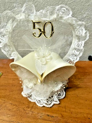 Elegant 50th Wedding Anniversary Cake or Gift Topper