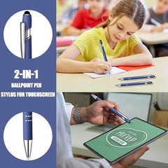 12 Pcs Blue Ink Ballpoint Pen with Stylus Tip, 1.0 mm Metal Pen Stylus Pen fo…