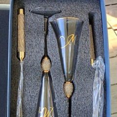 Wedding 4-Piece Set: Mr & Mrs Champagne Flutes, Cake Knife & Server