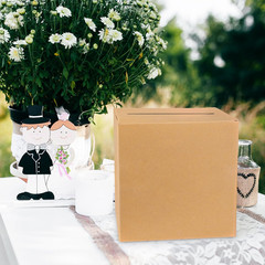 Kraft Card Box Raffle Box Voting Card Receiving Money Holder for Wedding Recepti