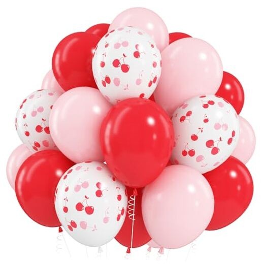 Cherry Balloons, 12 Inch Red and Pink Balloons Cherry on Top Balloon Red Pink