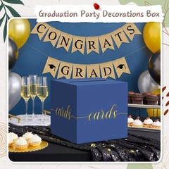 Navy Blue Graduation Card Box, Gold Foil Gift Card Box for Graduation, Party,…
