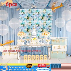 6 Pcs 24» x 16» Blue Artificial Flower Wall Panels Wedding Party Floral Decor