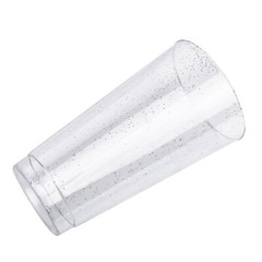 16 oz Clear with Silver Glittered Plastic Cocktail Disposable Glasses TABLEWARE