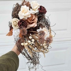 Rustic Boho Cascading Artificial Flower Bridal Bouquet / Lings Moments / wedding