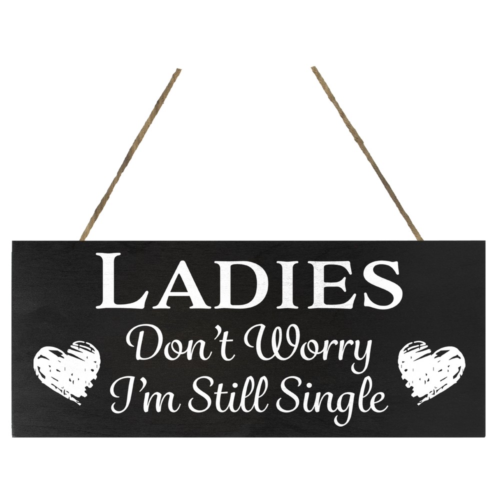 JennyGems Funny Wedding Signs Ring Bearer Ladies Don’t Worry I’m Single (Black)