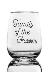 4-Pack Wedding Wine Glasses w/Decal “Family of the Bride” “Family of the Groom”