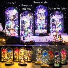 LED Eternal Galaxy Rose in Glass Enchanted Forever Flower Thanksgiving Xmas Gift