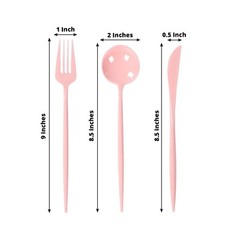 60 DUSTY ROSE Heavy Duty Forks Spoons and Knives Set Party Disposable Tableware