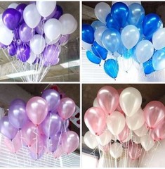 10-100 Pink Purple White Hot Pink Silver Pearl Balloons Ribbons Wedding Birthday