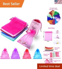 100 Count Organza Gift Bags for Weddings, Birthdays & Celebrations