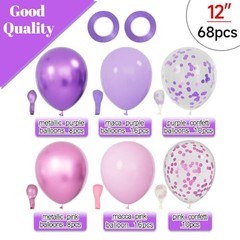 68Pcs Pink and Purple Balloons 12 Inch Metallic Purple Pink Latex Pinkpurple