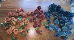 Ling’s Moment Artificial Foam Roses in Teal and Burnt Orange 70 Count