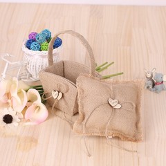 1 Set Rustic Ring Bearer Pillow Flower Basket For Wedding Premium