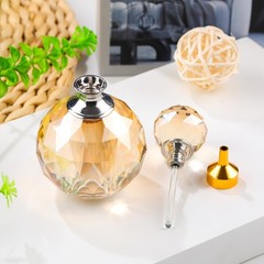 JOASURA 14ML Crystal-Glass Empty Perfume Bottle,Circle 0.5 Ounces, Champagne