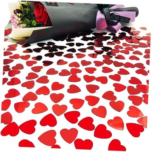 Confetti Heart Metallic Confetti Table Sprinkles or DIY for Heart Red 2