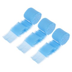 Chiffon Ribbon, 1.5″x7 Yard Silk Pale Blue Tulle Satin Fabric Ribbon,3pcs