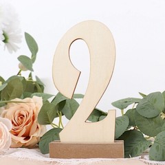 NATURAL 20 Wooden 6″ TABLE NUMBERS 1-20 Set Holder Base Party Events Decorations