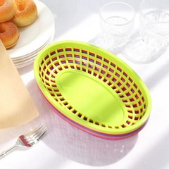 6 Assorted Oval Plastic Food Baskets 50 Wax Paper Liners Party Events Supplies
