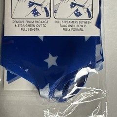Patriotic USA 4th July Party Decor Fabric Pull Bow 6” BLUE WHITE STARS LOT of 4