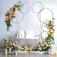 2pcs Half Moon White Metal Wedding Flower Display Frame Arch Backdrop Stand Deco