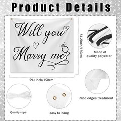 Coume Will You Marry Me Tapestry Sign Proposal Banner Wall white