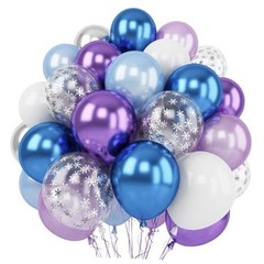 Balloon Bouquet Kit, 50 Pack Assorted Latex Metallic Blue Lavender White