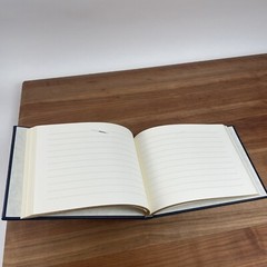 Pottery Barn Italian Leather-Bound Guest Book Sign-in Book Navy Open Box NWOT