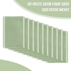 50 PCS Sage Green Satin Chair Sashes Bows Universal Chair Ribbon Ties Back Sa…