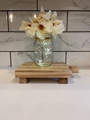 Hydrangea Lighted Mason Jar, Jute Bow, Fairy Lights, Custom Colors Available